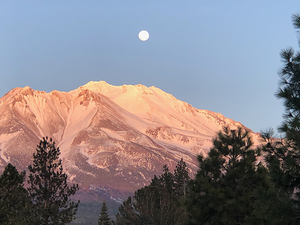 March Full Moon Over Mount Shasta by Tara Gardner