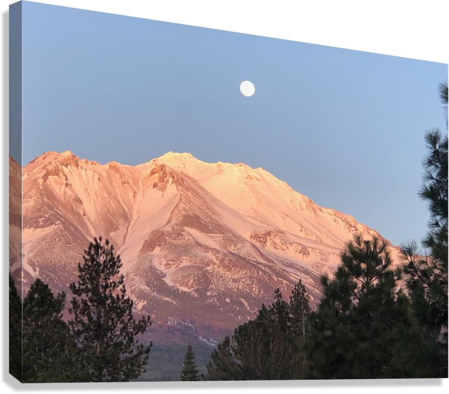 March Full Moon Over Mount Shasta Canvas Print