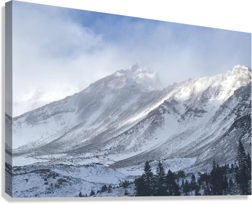 Mount Shasta First Snow with Blue Sky Canvas Print
