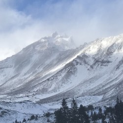 Mount Shasta First Snow with Blue Sky