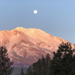 March Full Moon Over Mount Shasta