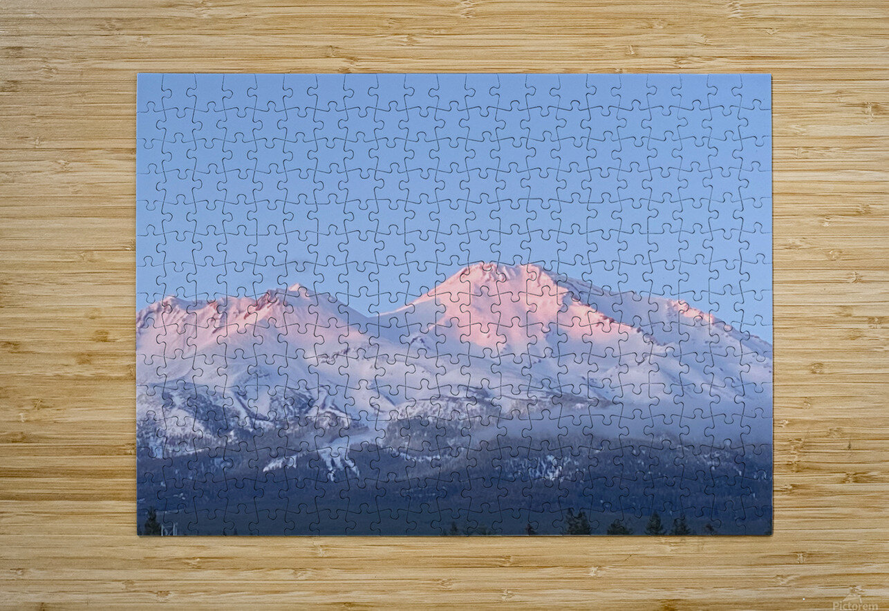 Mount Shasta Pink and Gold Alpenglow Tara Gardner Puzzle printing