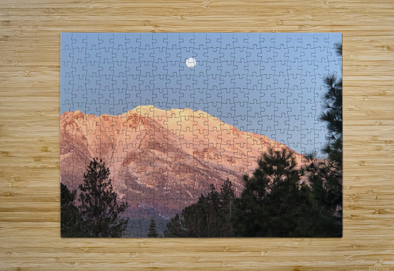 March Full Moon Over Mount Shasta Tara Gardner Puzzle printing