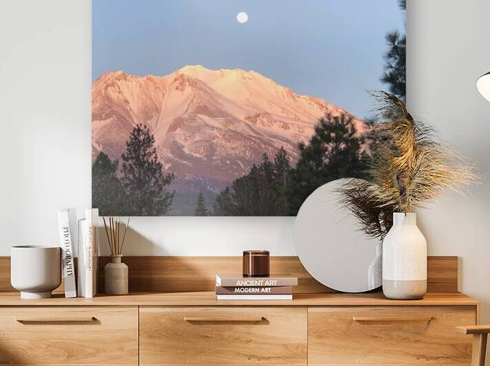 March Full Moon Over Mount Shasta by Tara Gardner